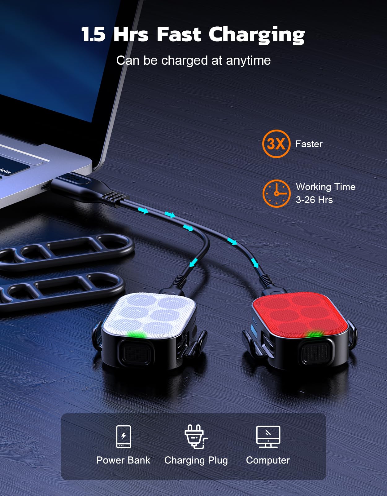 Bike Lights for Night Riding, USB Rechargeable Bike Lights Front and Back, Waterproof IP65 Bicycle Light, 4+6 Modes Bike Headlight and Tail Light Set,1.5 Hrs Fast Charging, Easy to Install