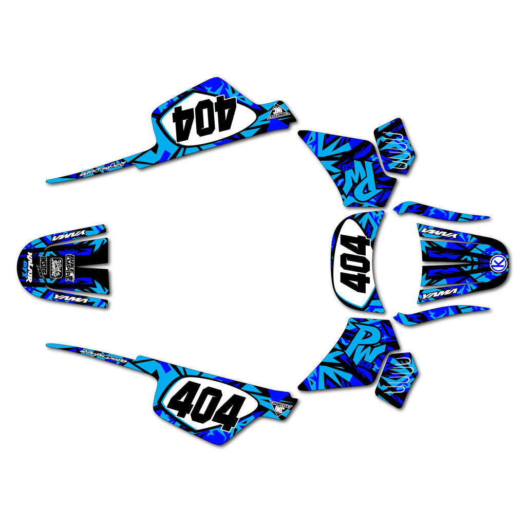 Graphics Kit for Yamaha PW 50 (1980-2023) Shatter Series Blue 09 Mil - Dirt bike Custom Racing Graphics Decals Stickers Kit, no-plastics