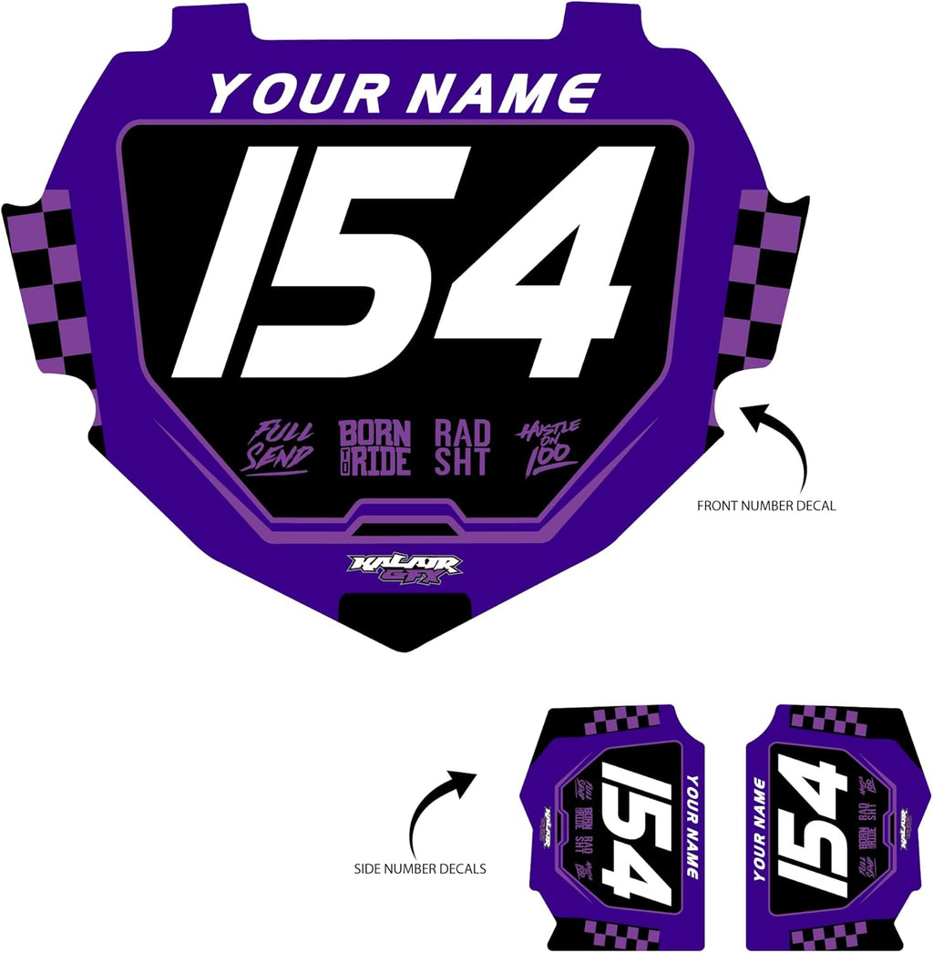 Custom BMX Box Two Number Plate Decals - Personalize Your Racing Graphics with Your Name & Number, Multicolored Outstanding Designs, Fits Box Two Plates, Junior and Senior Sizes.