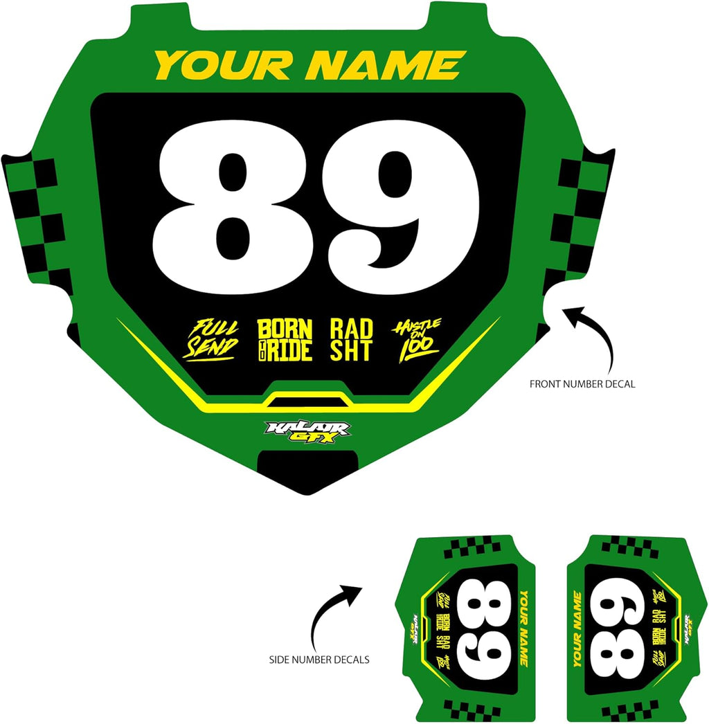 Custom BMX Box Two Number Plate Decals - Personalize Your Racing Graphics with Your Name & Number, Multicolored Outstanding Designs, Fits Box Two Plates, Junior and Senior Sizes.