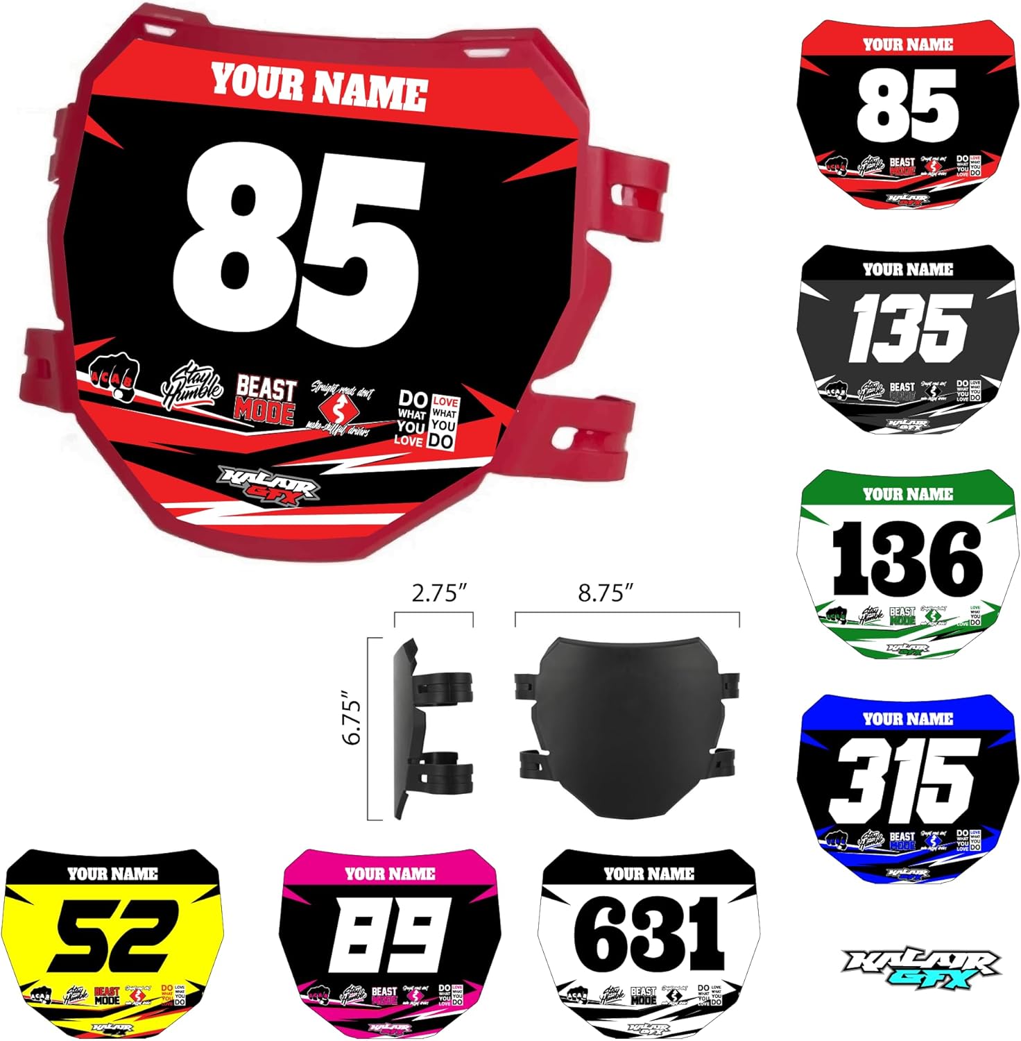 Custom ODI DH Electric Bike Number Plate Decal - Personalized Racing Graphics with Your Name & Number, Surron Multicolored Eye-catching Plate Design Decals.