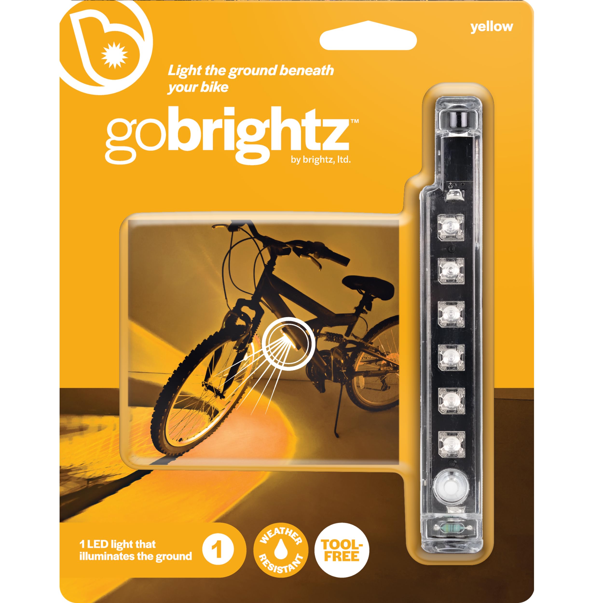 Brightz GoBrightz LED Bike Frame Light - Glowing Bike Underglow Light Bar for Night Riding - 4 Modes Flashing or Steady Glow - Cool Bicycle Lights for Kids, Teens & Adults - Be Cool, Be Safe, Be Seen