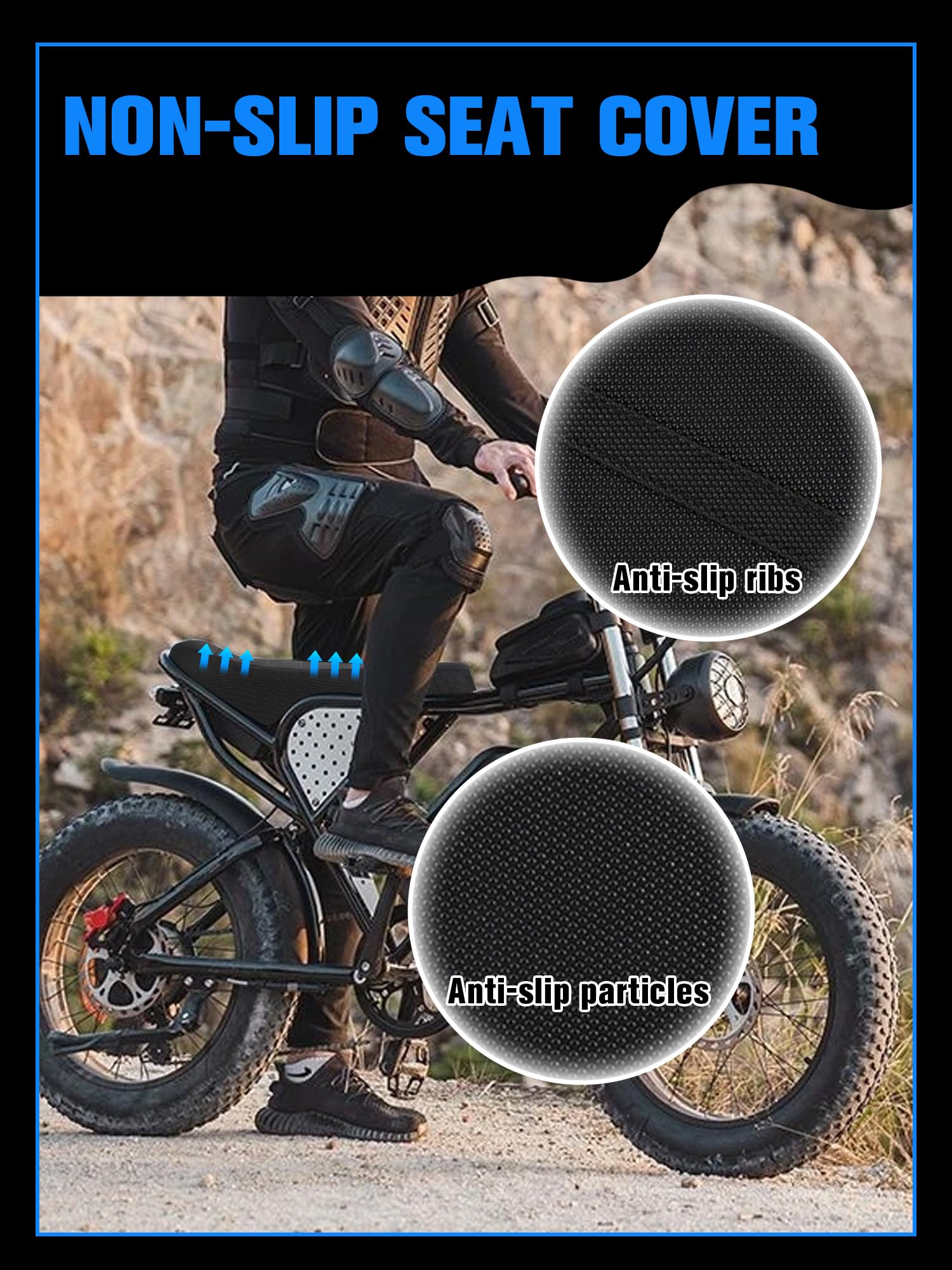 Non-Slip Seat Cover Compatible Fit for Ridstar Q20/Q20 Pro Lite EBike E-Bike, Electric Bike Soft Seat Cover Black