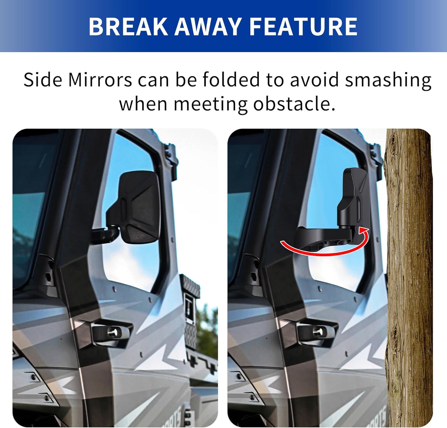 Ranger Door Mounted Side Mirrors for any Polaris Ranger, TXZSXS Ranger Side Mirrors Compatible with 2018-2023 Polaris Ranger CREW SP XP 570 1000 and 2019-2024 Commercial Pro XD 2000G 4000D (Full Door)