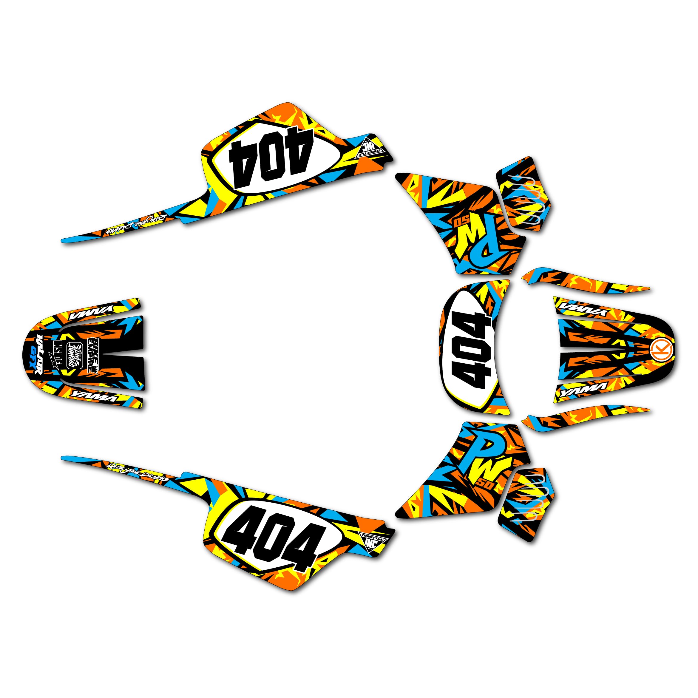 Graphics Kit for Yamaha PW 50 (1980-2023) Shatter Series Blue 09 Mil - Dirt bike Custom Racing Graphics Decals Stickers Kit, no-plastics