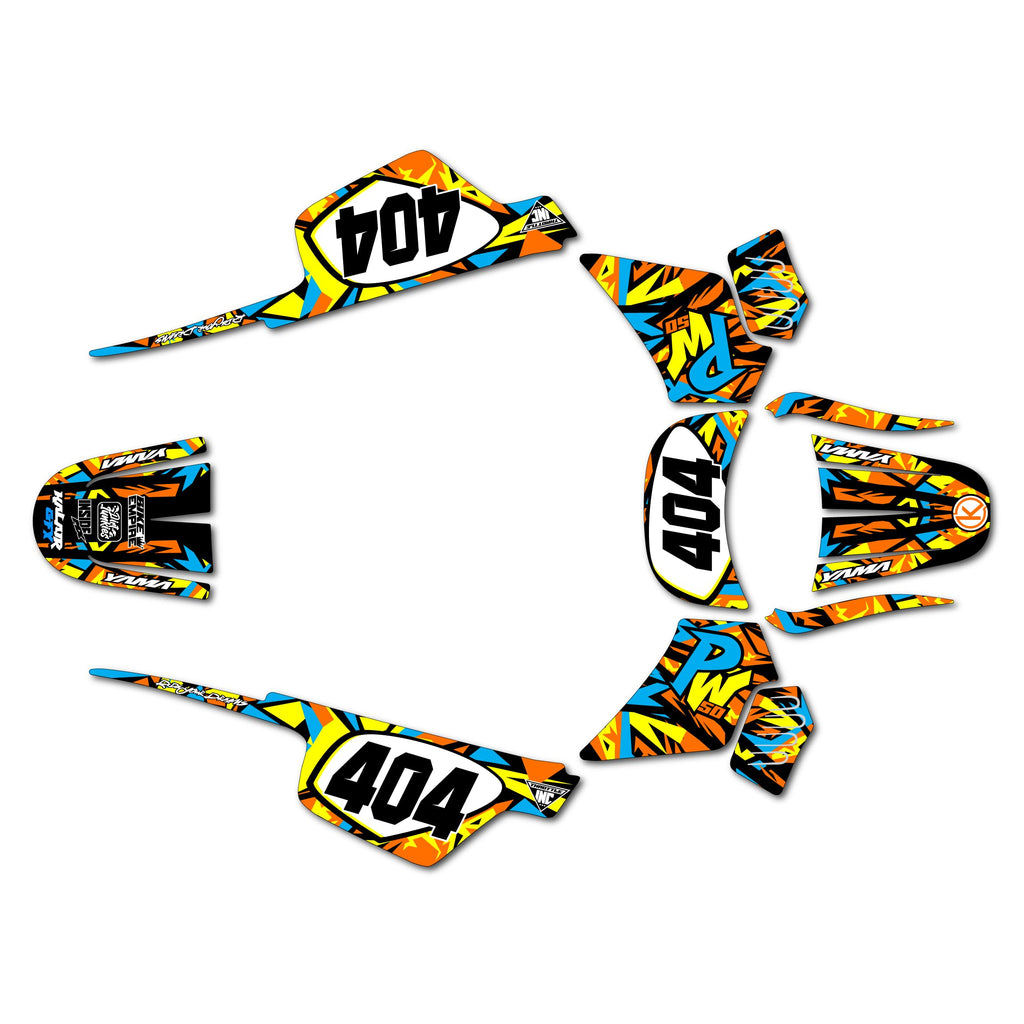 Graphics Kit for Yamaha PW 50 (1980-2023) Shatter Series Blue 09 Mil - Dirt bike Custom Racing Graphics Decals Stickers Kit, no-plastics