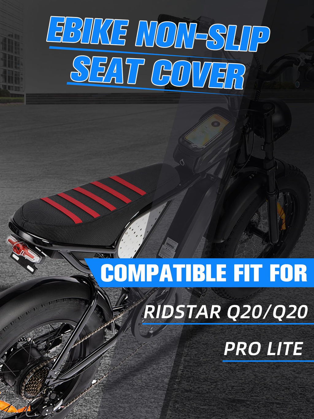 Non-Slip Seat Cover Compatible Fit for Ridstar Q20/Q20 Pro Lite EBike E-Bike, Electric Bike Soft Seat Cover Black