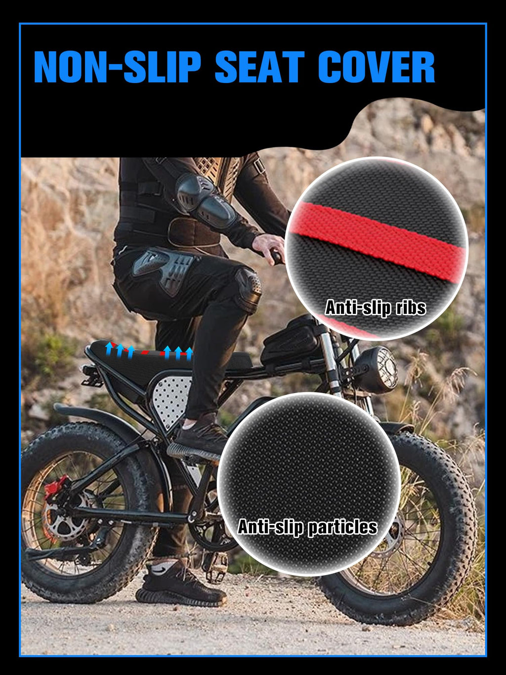 Non-Slip Seat Cover Compatible Fit for Ridstar Q20/Q20 Pro Lite EBike E-Bike, Electric Bike Soft Seat Cover Black