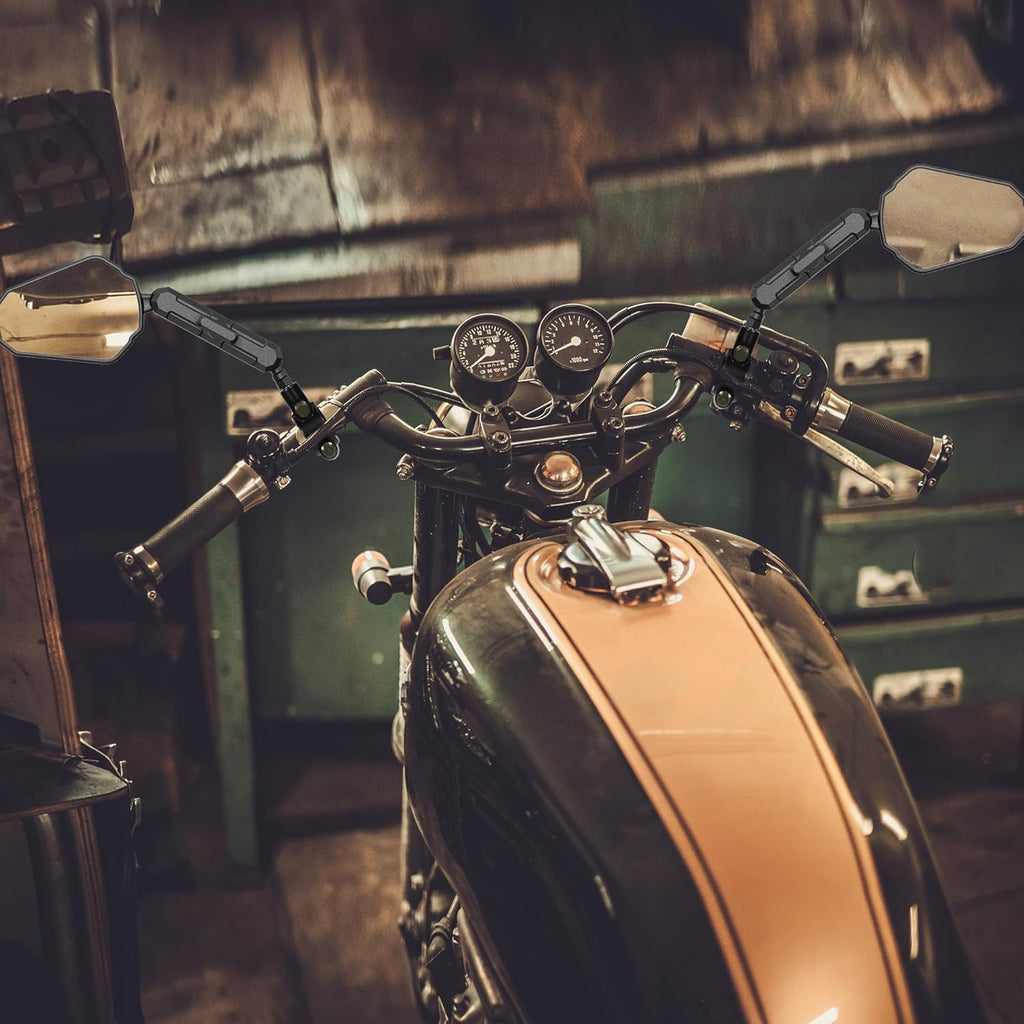 pgraded Universal Motorcycle Mirror, Adventure Ball-Head ATV Rear View Mirror with 8/10mm Screws and 7/8" Handlebar Clamp, Vibration-Free, Compatible with Yamaha, Honda, Kawasaki, Suzuki，etc.