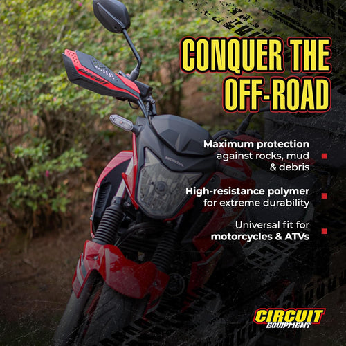 Circuit Equipment - Dakar Universal Motorcycle Handguards - Durable, Weather-Resistant Nylon Brackets - Enhanced Control and Protection - Yellow Carbon Texture