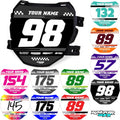 Custom ODI DH Electric Bike Number Plate Decal - Personalized Racing Graphics with Your Name & Number, Surron Multicolored Eye-catching Plate Design Decals.
