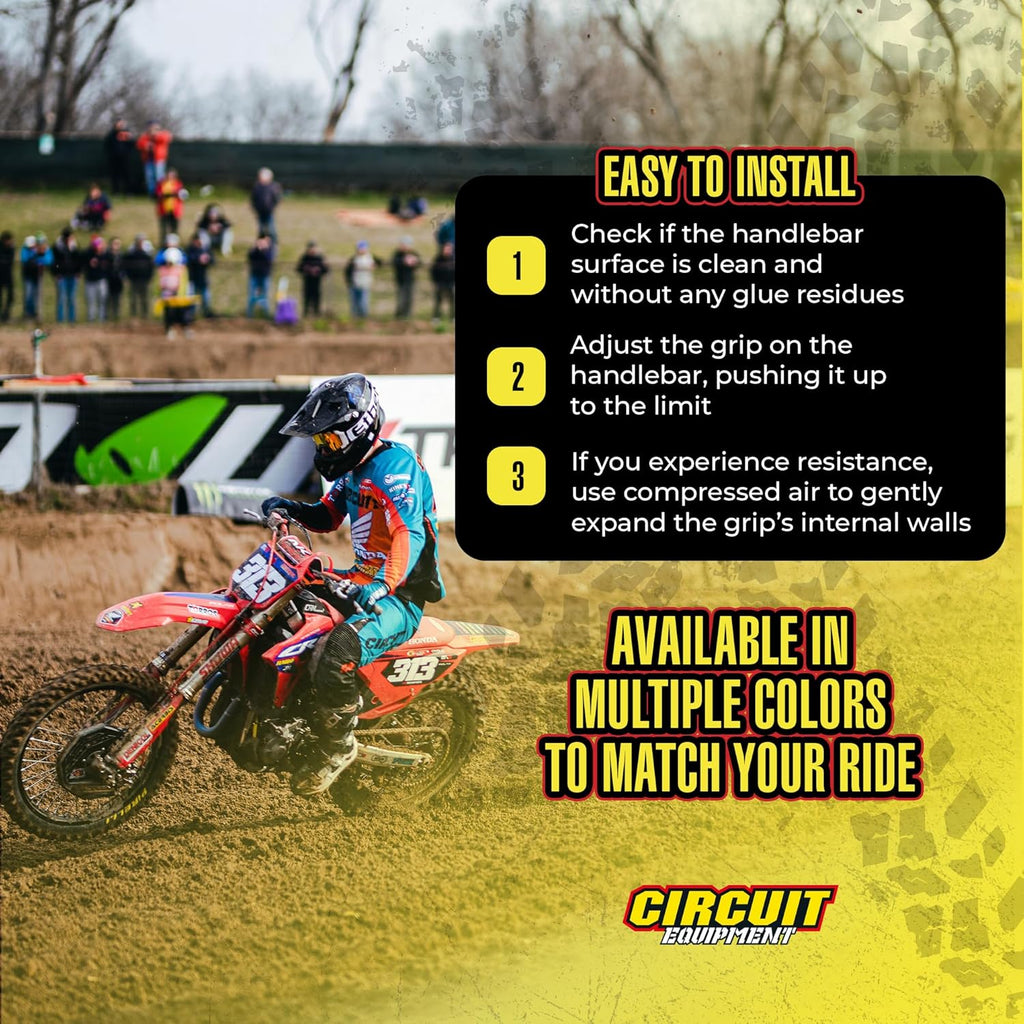 Circuit Equipment - Circuit IV Motorcycle Handlebar Grips - Non-Slip, Premium Rubber, Stainless Steel - Increased Comfort, Safety, and Durability