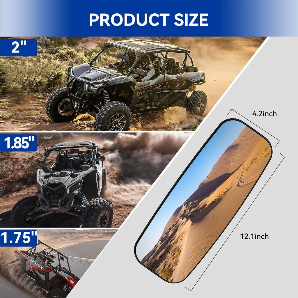 UTV Rear View Mirror, Center Convex Rearview Mirror for 1.75”-2” Roll Bar Cage Compatible with Polaris RZR Turbo, Kawasaki Mule, Teryx, Honda Pioneer, Can am Maverick X3
