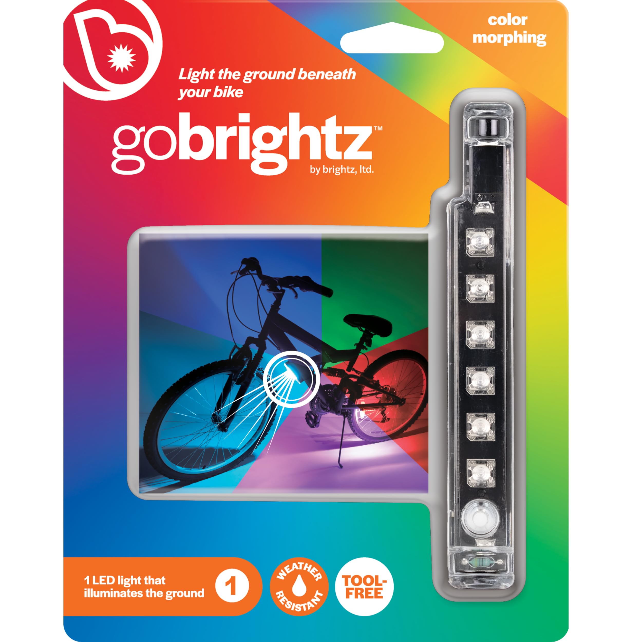 Brightz GoBrightz LED Bike Frame Light - Glowing Bike Underglow Light Bar for Night Riding - 4 Modes Flashing or Steady Glow - Cool Bicycle Lights for Kids, Teens & Adults - Be Cool, Be Safe, Be Seen