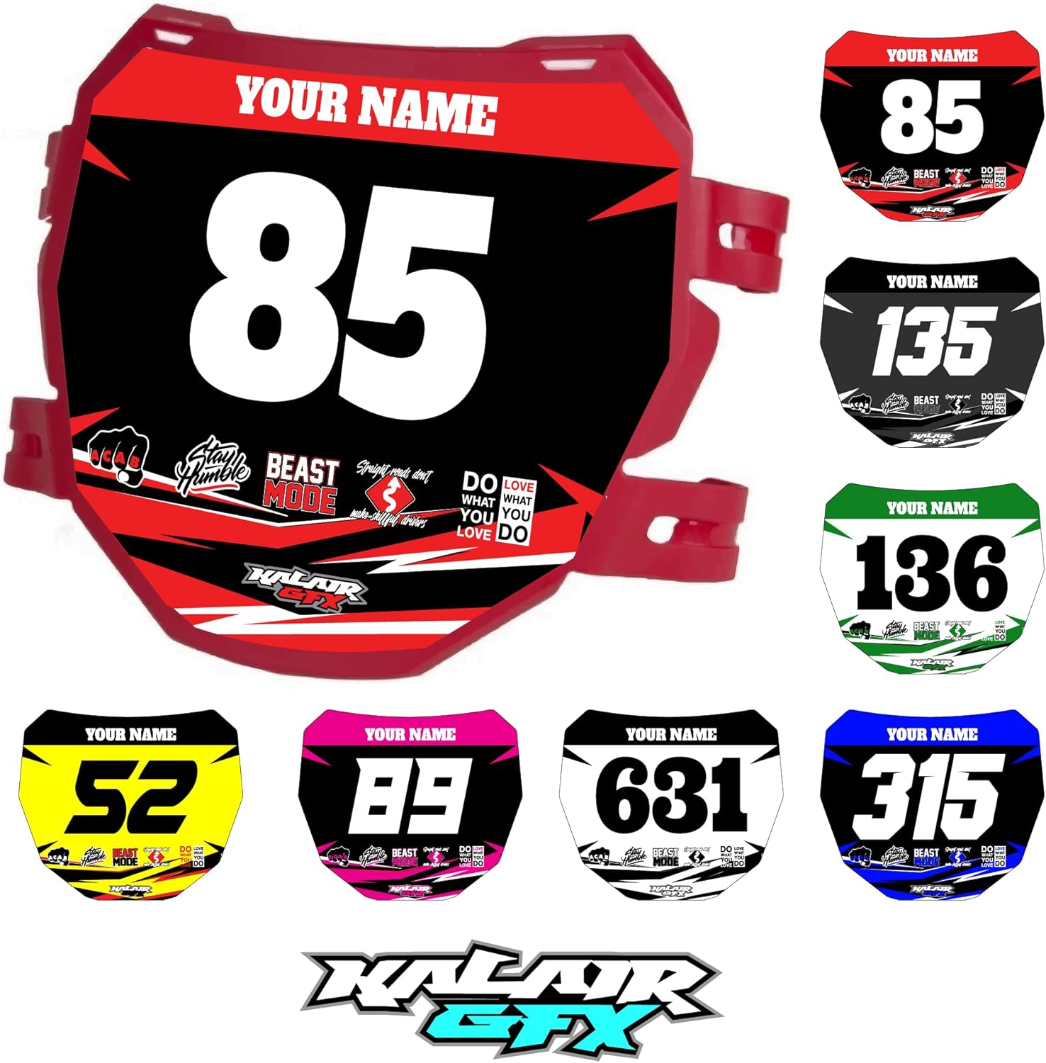 Custom ODI DH Electric Bike Number Plate Decal - Personalized Racing Graphics with Your Name & Number, Surron Multicolored Eye-catching Plate Design Decals.