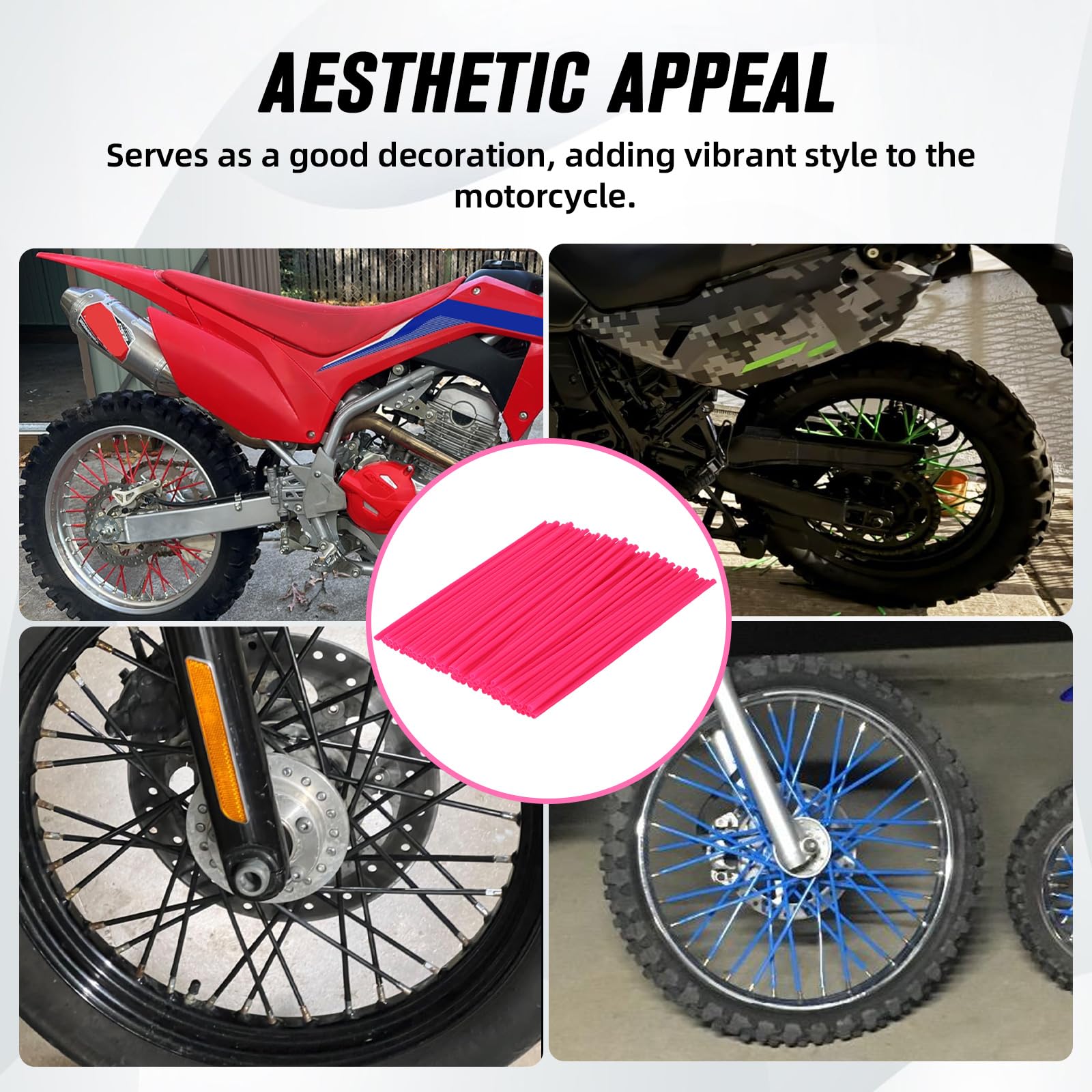 Motorcycle Spoke Skins,Spoke Covers Wheel Wraps Universal for CRF 50 50F CRF 110 CRF125F CRF100F CRF150R CRF250R XR150L TRX 125 8"-21" Rim Dirt Pit Bike ATV Red