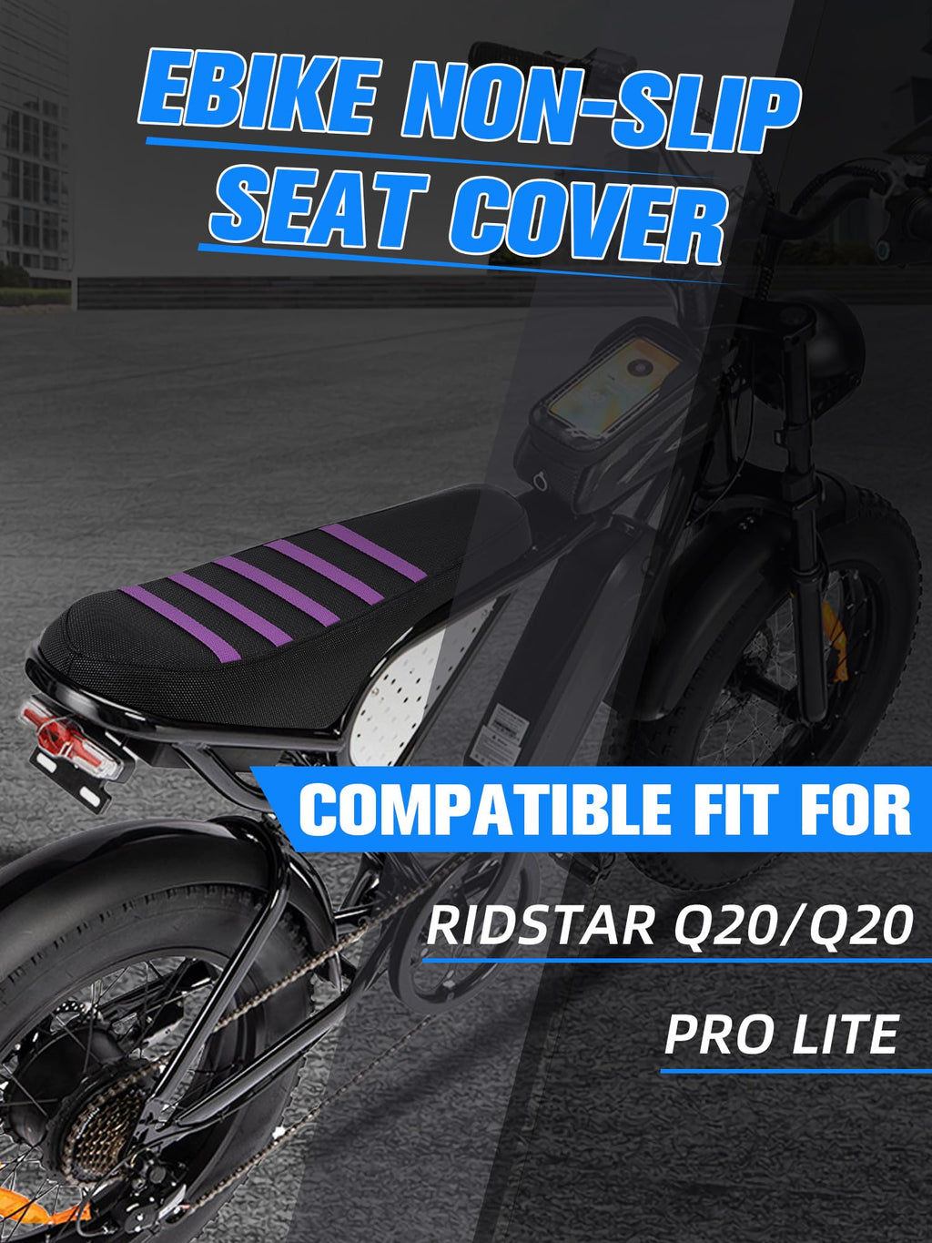 Non-Slip Seat Cover Compatible Fit for Ridstar Q20/Q20 Pro Lite EBike E-Bike, Electric Bike Soft Seat Cover Black