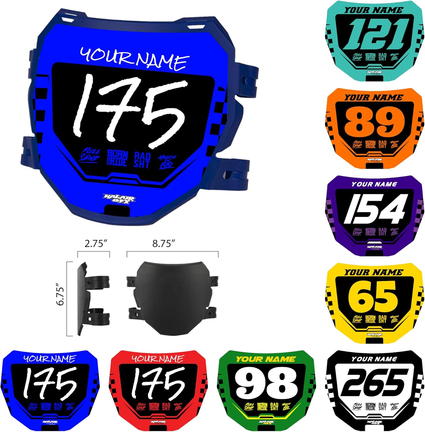 Custom ODI DH Electric Bike Number Plate Decal - Personalized Racing Graphics with Your Name & Number, Surron Multicolored Eye-catching Plate Design Decals,Plastics NOT Included.