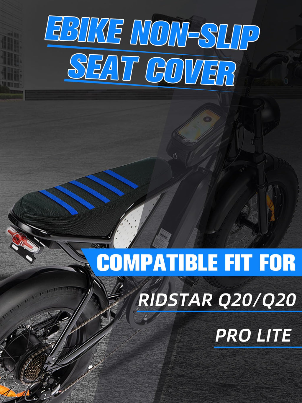 Non-Slip Seat Cover Compatible Fit for Ridstar Q20/Q20 Pro Lite EBike E-Bike, Electric Bike Soft Seat Cover Black