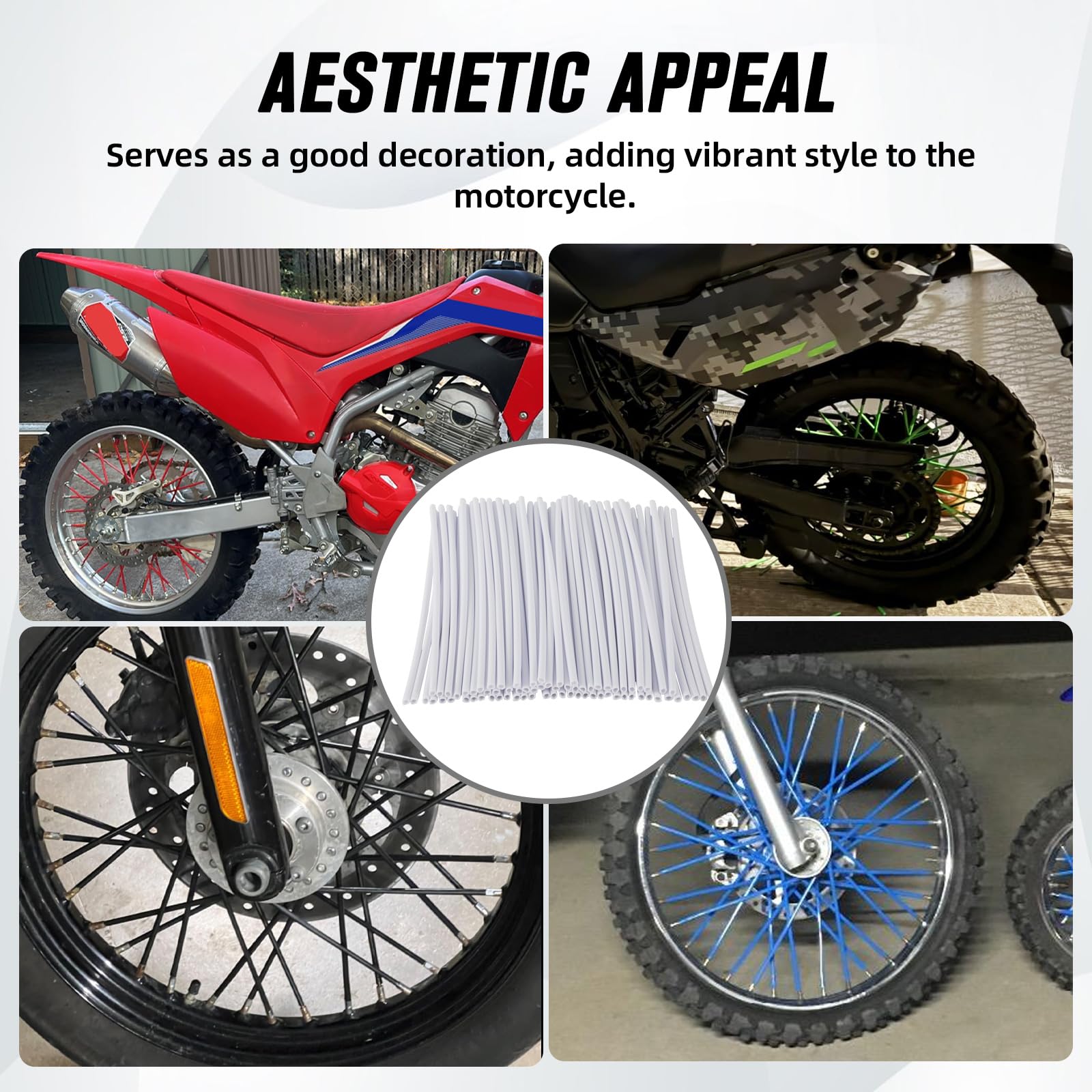 Motorcycle Spoke Skins,Spoke Covers Wheel Wraps Universal for CRF 50 50F CRF 110 CRF125F CRF100F CRF150R CRF250R XR150L TRX 125 8"-21" Rim Dirt Pit Bike ATV Red