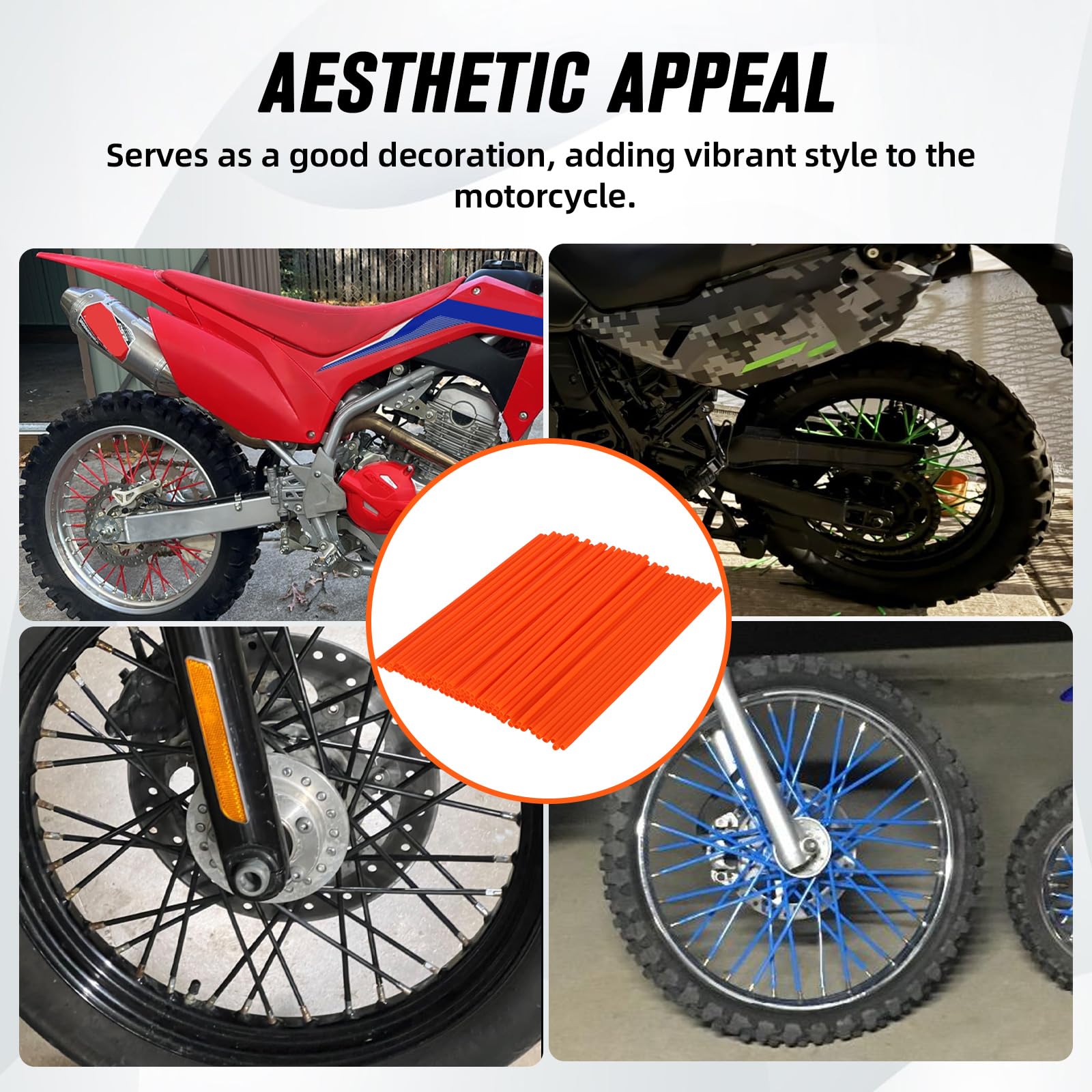 Motorcycle Spoke Skins,Spoke Covers Wheel Wraps Universal for CRF 50 50F CRF 110 CRF125F CRF100F CRF150R CRF250R XR150L TRX 125 8"-21" Rim Dirt Pit Bike ATV Red