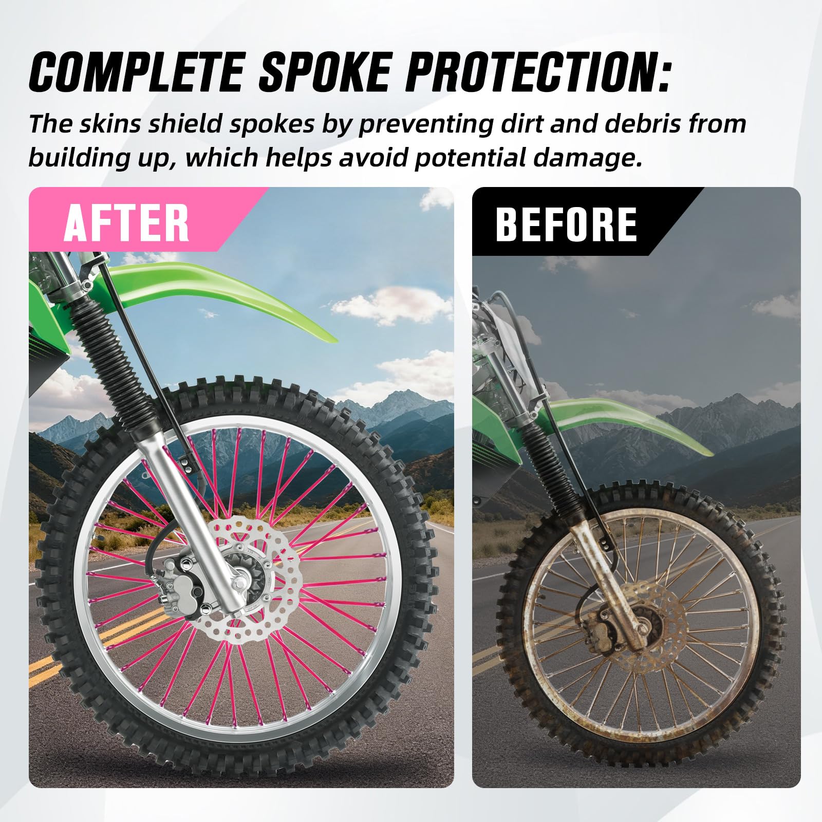 Motorcycle Spoke Skins,Spoke Covers Wheel Wraps Universal for CRF 50 50F CRF 110 CRF125F CRF100F CRF150R CRF250R XR150L TRX 125 8"-21" Rim Dirt Pit Bike ATV Red