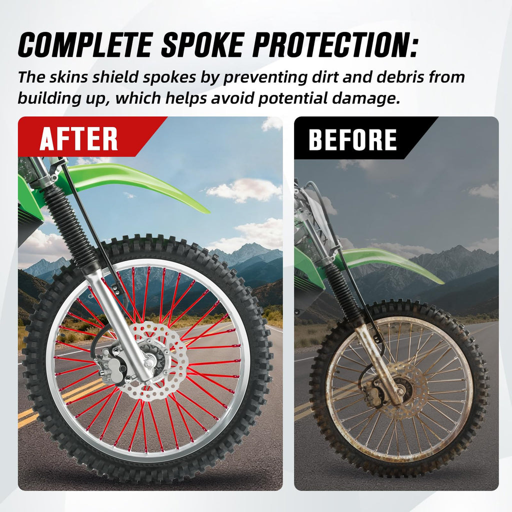 Motorcycle Spoke Skins,Spoke Covers Wheel Wraps Universal for CRF 50 50F CRF 110 CRF125F CRF100F CRF150R CRF250R XR150L TRX 125 8"-21" Rim Dirt Pit Bike ATV Red