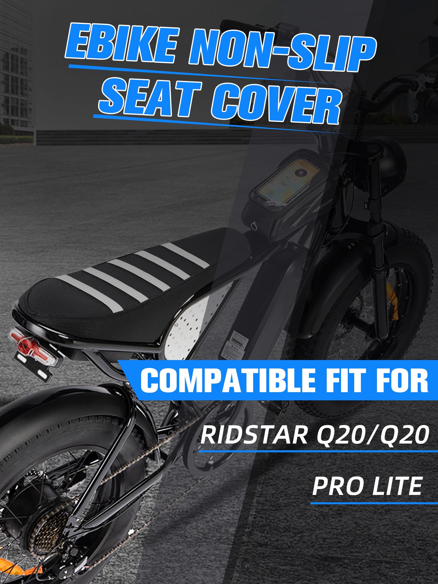 Non-Slip Seat Cover Compatible Fit for Ridstar Q20/Q20 Pro Lite EBike E-Bike, Electric Bike Soft Seat Cover Black