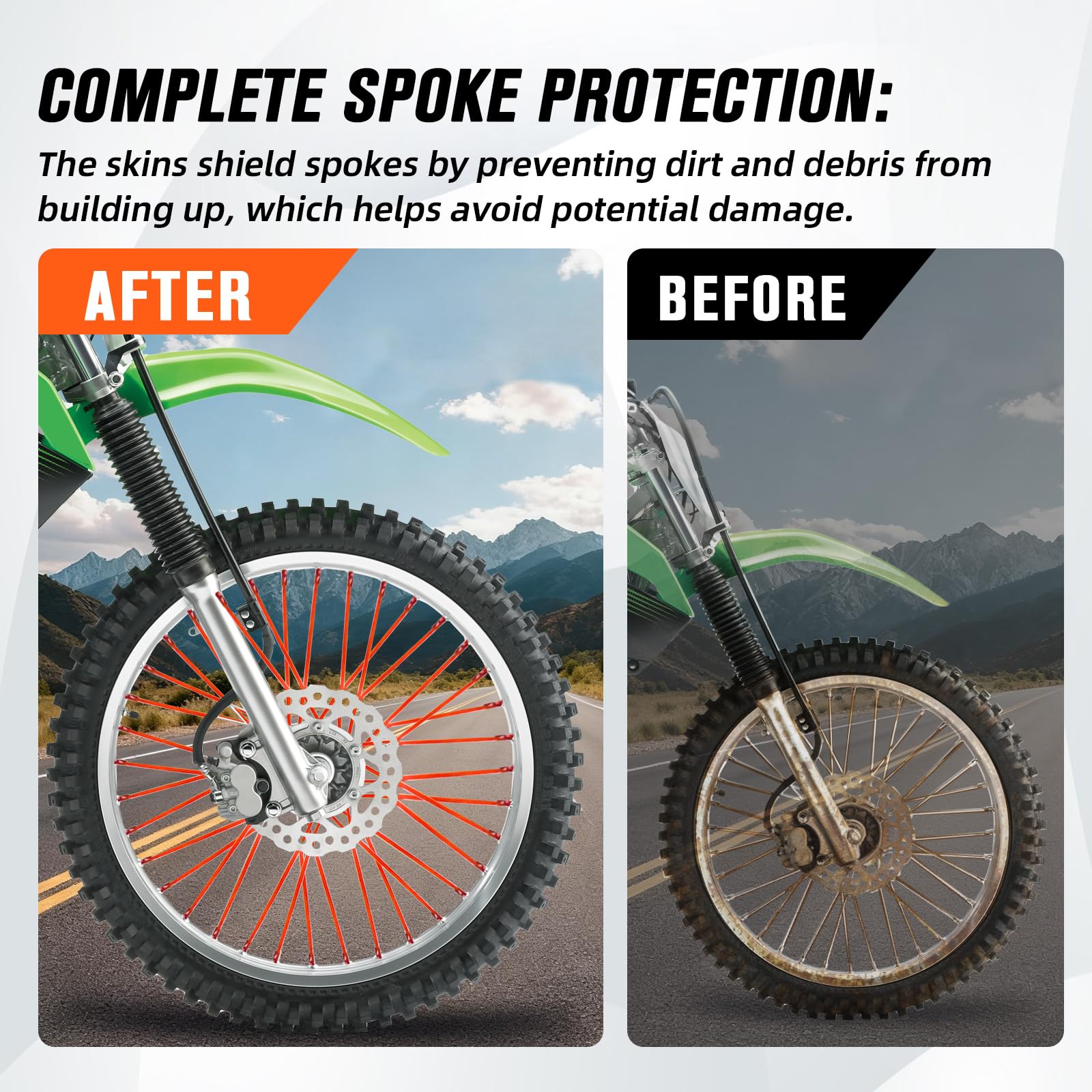 Motorcycle Spoke Skins,Spoke Covers Wheel Wraps Universal for CRF 50 50F CRF 110 CRF125F CRF100F CRF150R CRF250R XR150L TRX 125 8"-21" Rim Dirt Pit Bike ATV Red