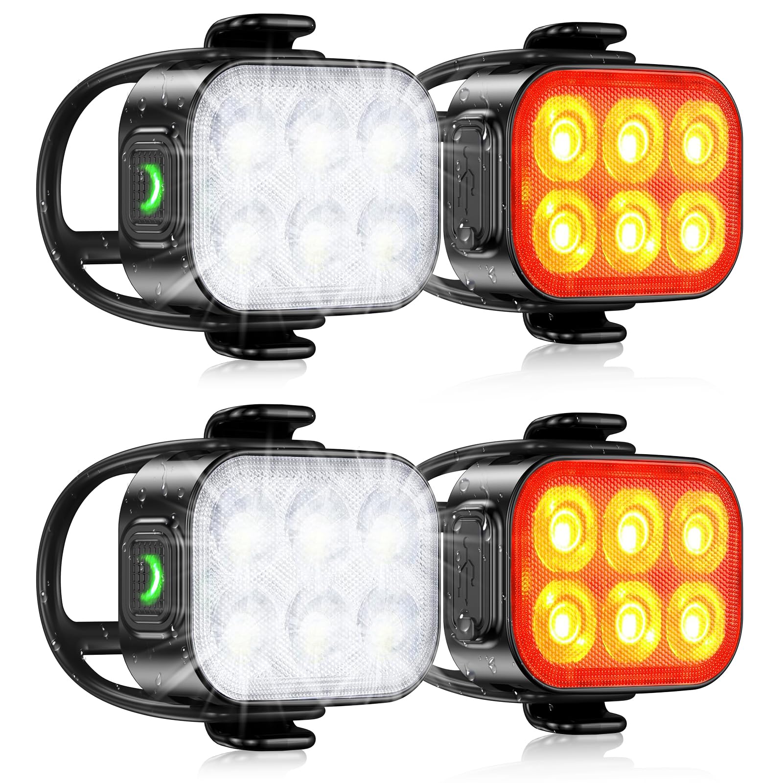 Bike Lights for Night Riding, USB Rechargeable Bike Lights Front and Back, Waterproof IP65 Bicycle Light, 4+6 Modes Bike Headlight and Tail Light Set,1.5 Hrs Fast Charging, Easy to Install