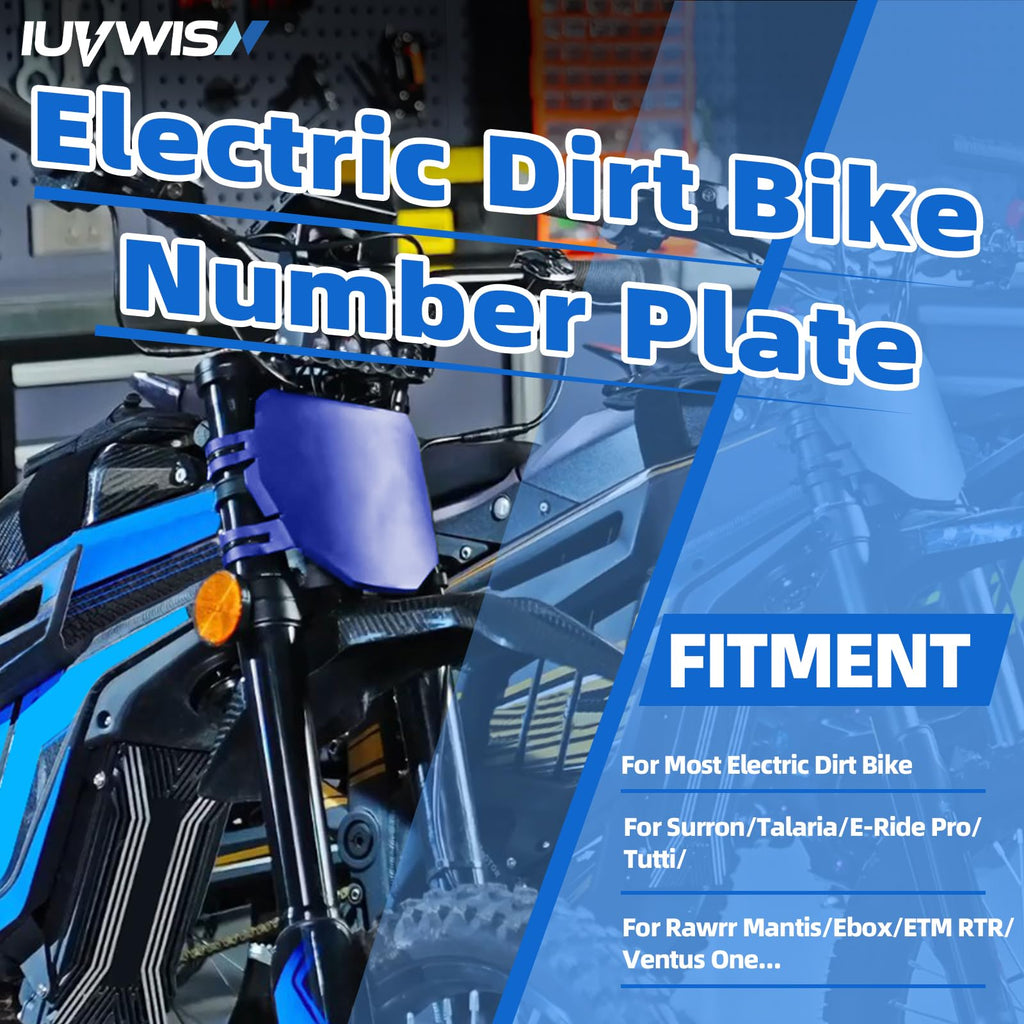 Electric Dirt Bike Number Plate Front License for Surron LBX Tutti Soleil 01 Yozma IN10 Talaria Sting MX3/R MX4 MX5 XXX eRide Pro SR S SS 2.0 3.0 Rawrr Mantis Ebox Dragster ETM RTR Black