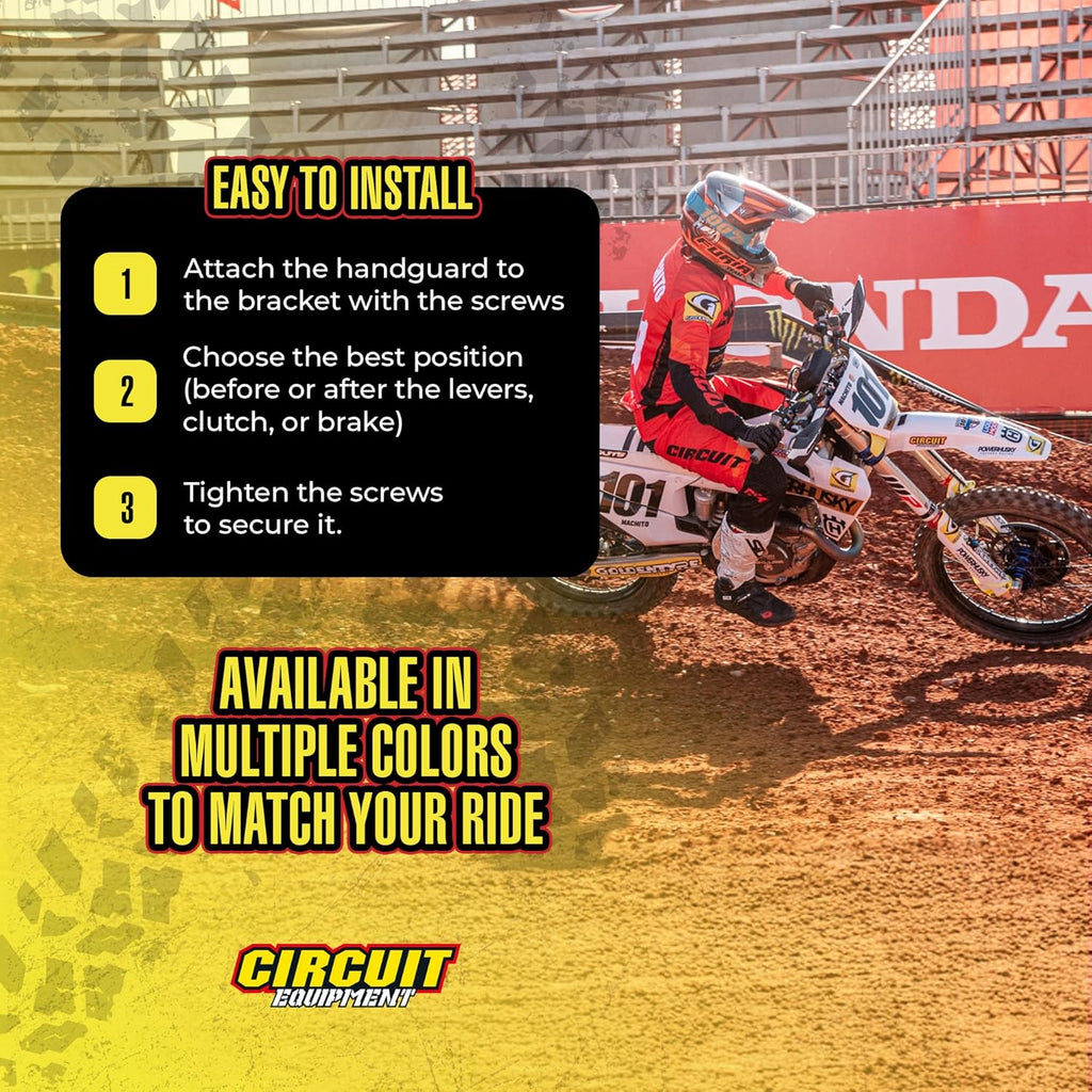 Circuit Equipment - Dakar Universal Motorcycle Handguards - Durable, Weather-Resistant Nylon Brackets - Enhanced Control and Protection - Yellow Carbon Texture