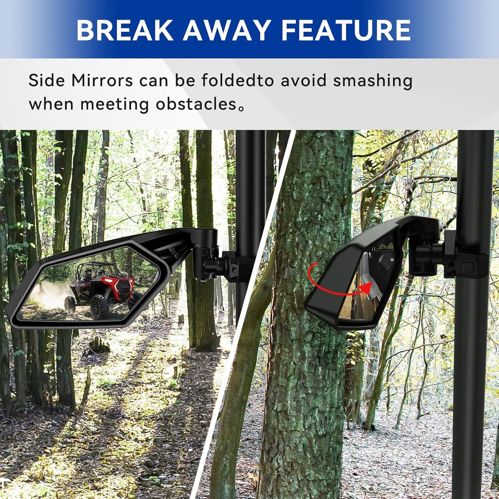 UTV Side Mirrors, TXZSXS RZR Adjustable Side Mirrors with 1.5”-2” Roll Bar Compatible with Polars RZR 1000, Can Am Maverick, Kawasaki Mule, Arctic Cat, Wildcat, Pioneer, Rhino, Yamaha YXZ